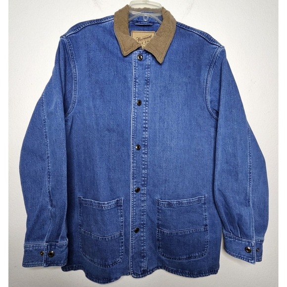 Other - The Vermont Barn Coat‎ Denim Corduroy Collar Womens Sz Large Outdoorsy Farm